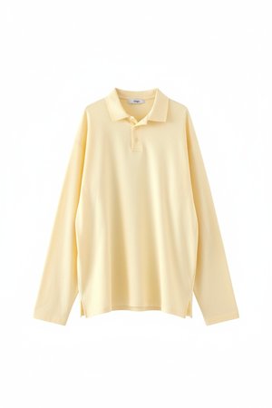 Oversize Yellow Long Sleeve Polo Top