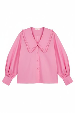 Pink Oversize Blouse with Ruffled Collar