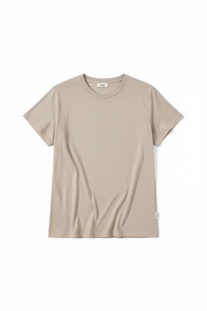 Relaxed Fit Beige Heathered Crew Neck T-Shirt