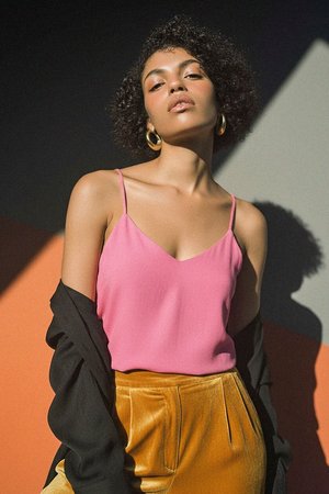 Pink V-Neck Cami Tank Top