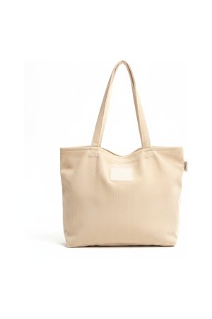 Stylish Beige Corduroy Tote Bag