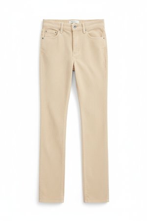 Beige Straight Leg Corduroy Pants