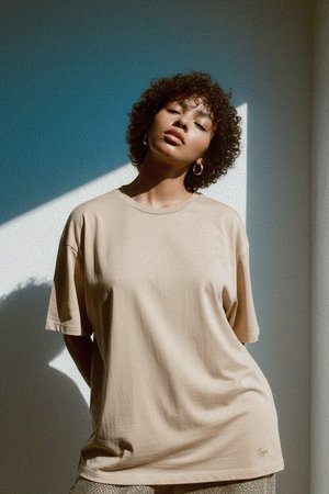 Oversized Beige Short Sleeve T-shirt