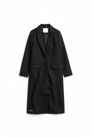 Classic Long Black Coat with Relaxed Fit