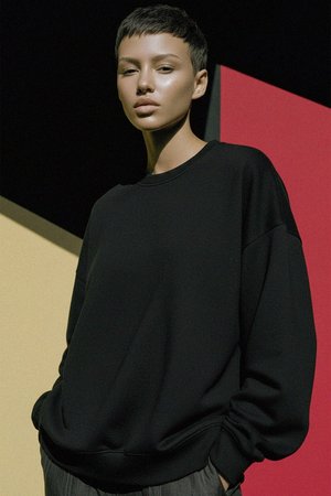 Oversized Black Crewneck Sweatshirt
