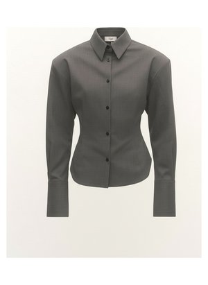 Structured Grey Collared Button-Up Shirt