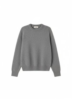 Soft Grey Crew Neck Knit Sweater
