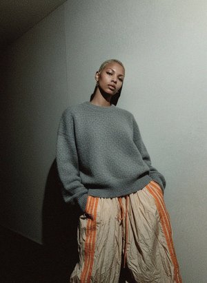 Soft Grey Crew Neck Knit Sweater