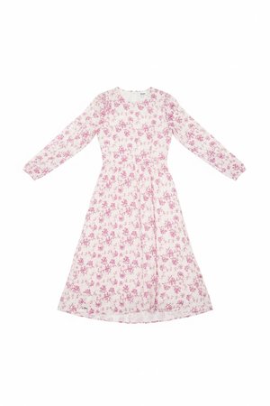 Floral Print Midi Dress with Long Sleeves