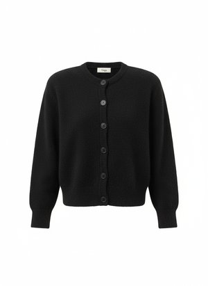 Black Soft Knit Button-Front Cardigan