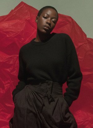 Soft Black Crew Neck Knit Sweater