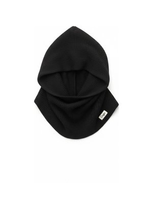 Black Knitted Hooded Scarf