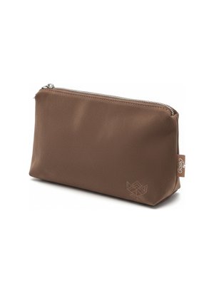LE COLLET Brown Suede-Effect Zippered Pouch