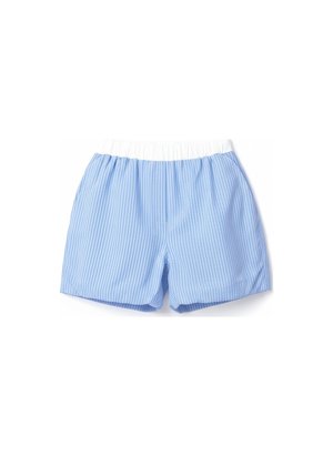 Blue Pinstripe Relaxed Fit Shorts