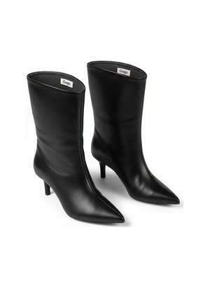 Black Pointed Toe Ankle Boots with Slim Heel