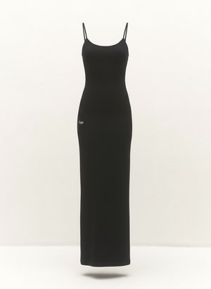 Sleek Black Maxi Slip Dress