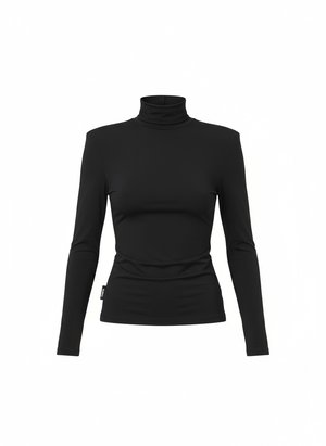 Sleek Black Fitted Turtleneck Top