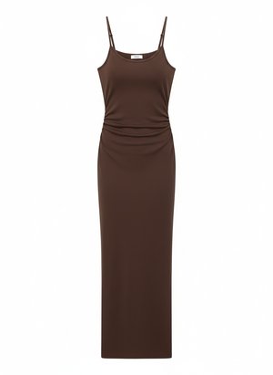 Sleek Brown Maxi Slip Dress