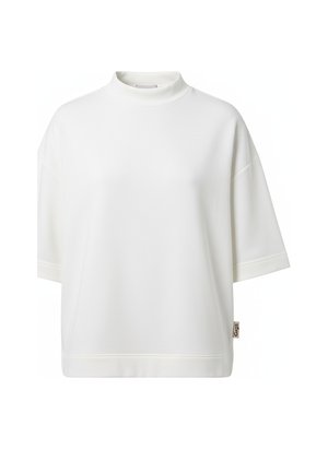 White Short Sleeve Mock Neck Sweatshirt