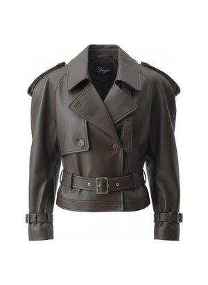 Cropped Leather Jacket with Trench Details