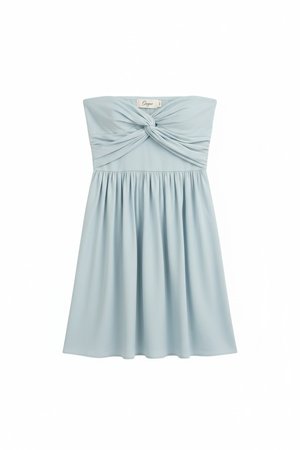 Light Blue Strapless Mini Dress with Twist Front