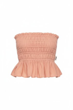 Smocked Strapless Peplum Top