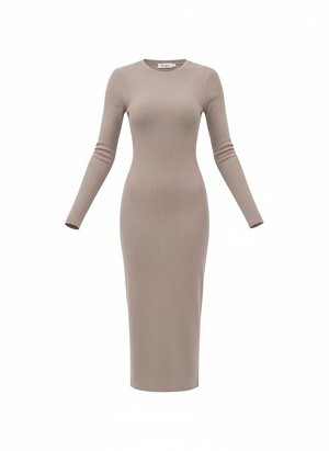 Ribbed Knit Long Sleeve Midi Dress