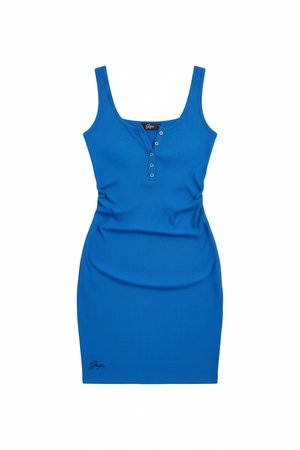 Ribbed Henley Button-Up Mini Dress