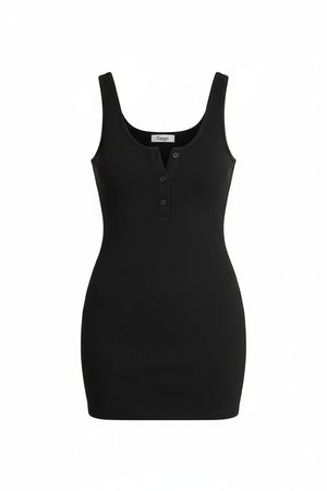 Ribbed Button-Front Sleeveless Mini Dress