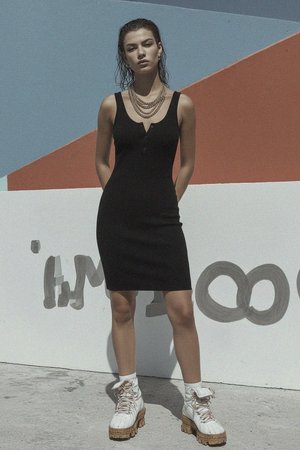 Ribbed Button-Front Sleeveless Mini Dress