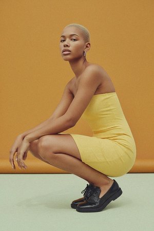 Yellow Strapless Bodycon Mini Dress