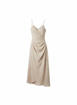Elegant Beige Sleeveless Midi Dress