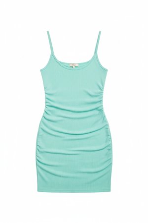 Ribbed Bodycon Mini Dress - Aqua