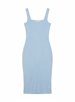 Ribbed Square Neck Midi Dress