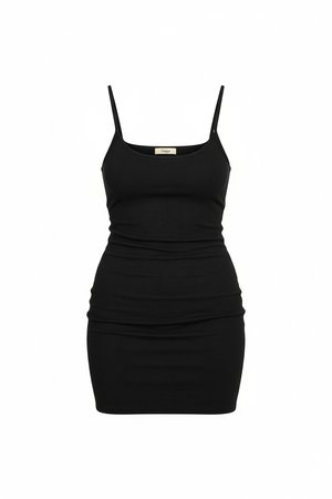 Black Ribbed Bodycon Mini Dress