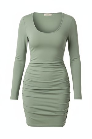 Sage Green Long Sleeve Bodycon Mini Dress