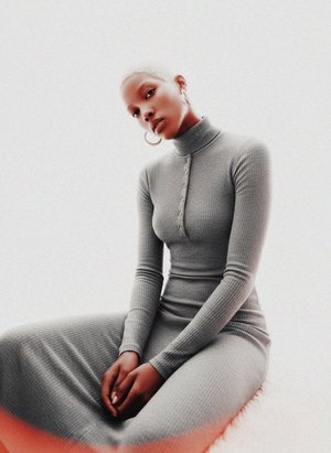 Ribbed Long Sleeve Henley Bodycon Dress