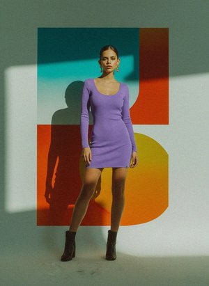 Ribbed Long Sleeve Scoop Neck Mini Dress