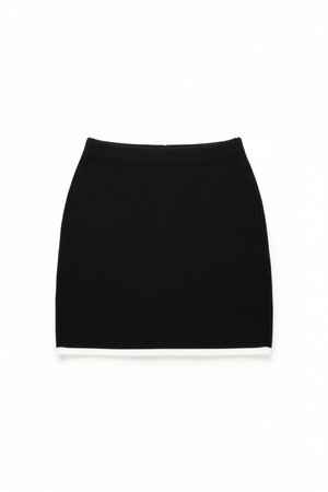 Ribbed Mini Skirt with Contrast White Trim