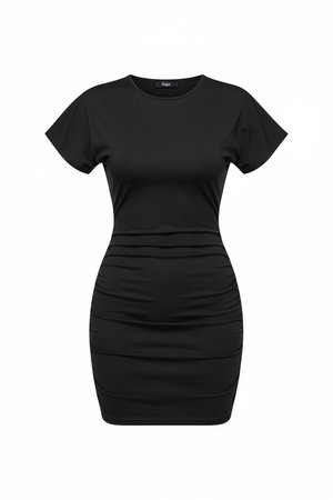 Chic Black Bodycon Mini Dress with Short Sleeves