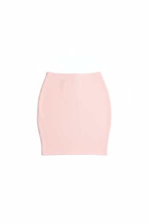 Fitted Ribbed Knit Mini Skirt - Pink