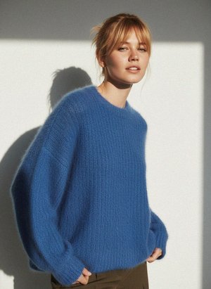 Vibrant Blue Fluffy Knit Sweater