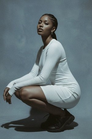 White Ribbed Long Sleeve Bodycon Mini Dress