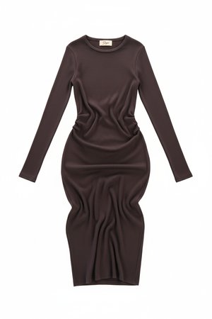 Ribbed Knit Long Sleeve Midi Dress