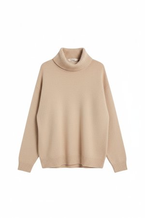 Cozy Beige Oversize Turtleneck Sweater