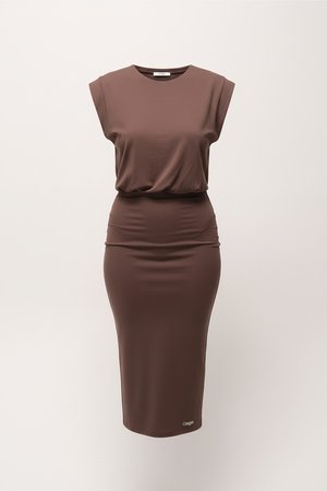 Stylish Brown Midi Dress