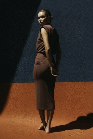 Stylish Brown Midi Dress