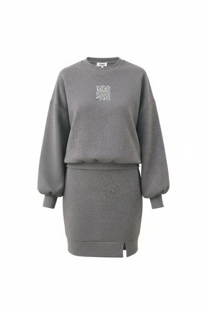 Grey Oversize Sweatshirt & Mini Skirt Co-ord Set