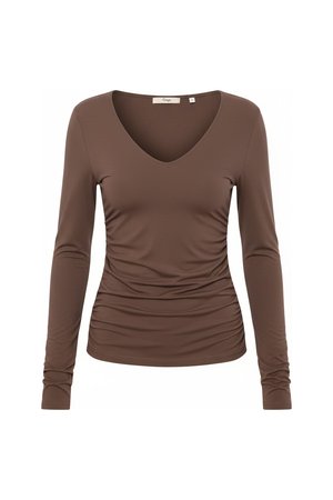 Essential Brown V-Neck Long Sleeve Top