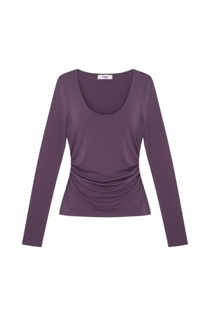 Purple Long Sleeve Scoop Neck Fitted Top